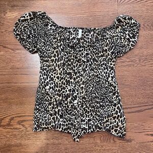 ⭐y2k cheetah print semi sheer tie milkmaid top small